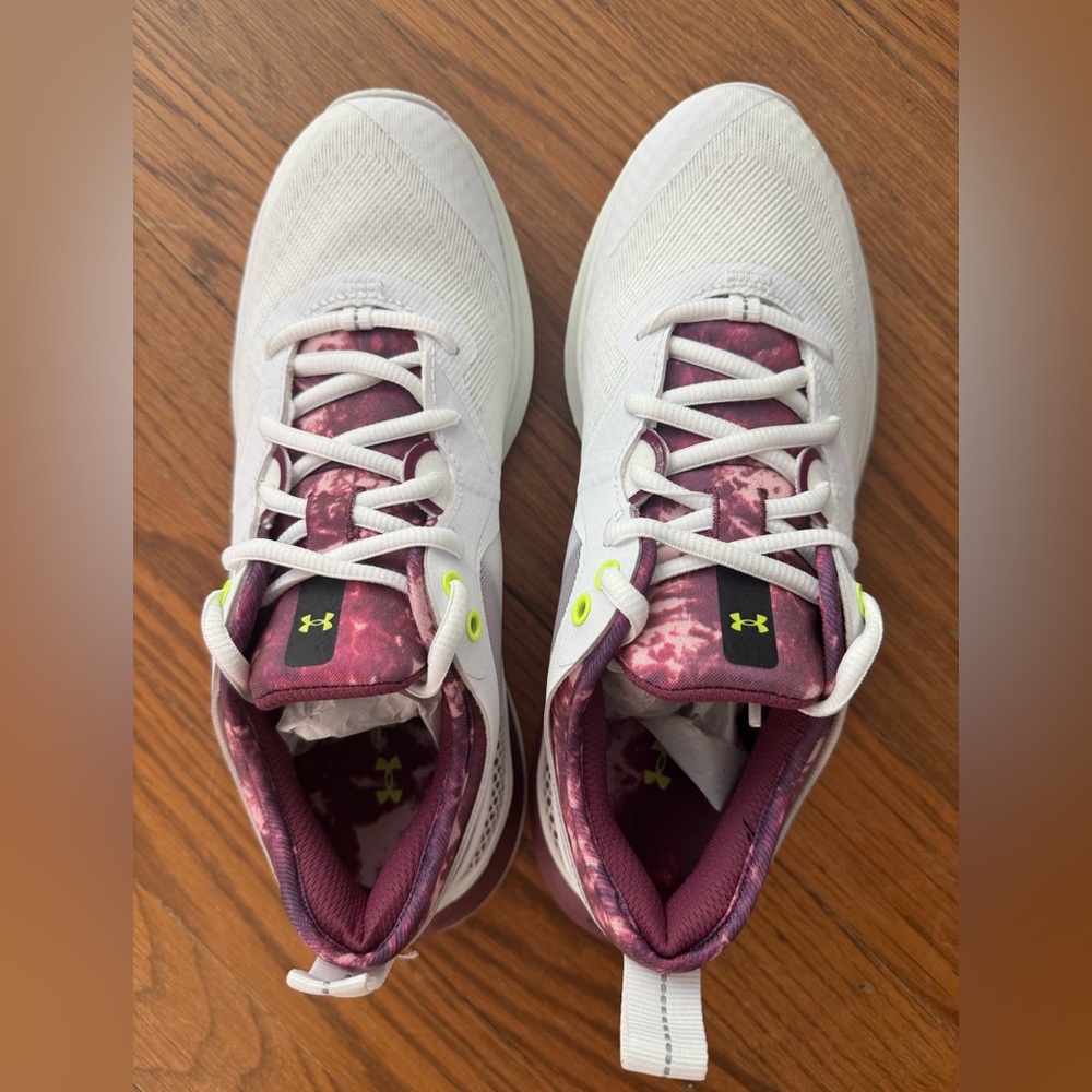 Under Armour White and Purple Athletic Shoes for Performance